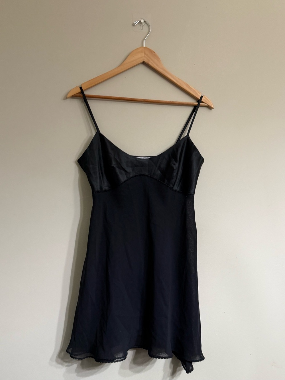 Victoria's Secret Black Satin-Trim Babydoll black Slip Dress Fairygrunge
